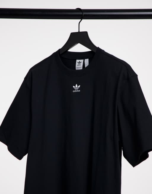 adidas Originals Plus Essentials T-shirt logo ASOS center black | with in