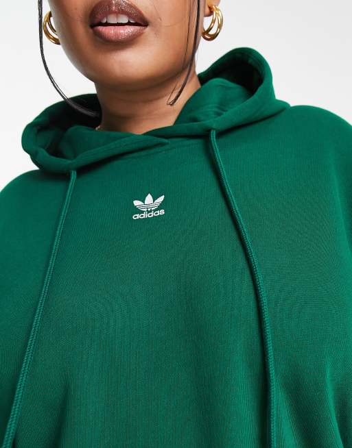 adidas Originals Plus essentials trefoil hoodie in dark green