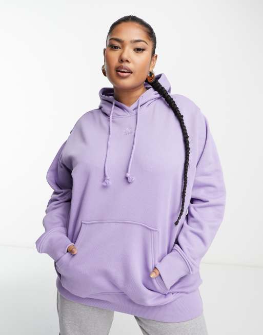 adidas Originals Plus essentials trefoil hoodie in lilac