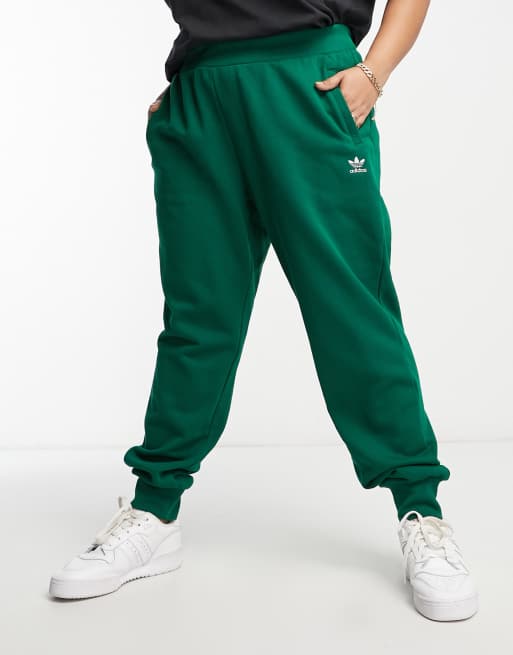 adidas Originals Plus essentials trefoil joggers in dark green