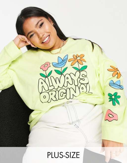 adidas Originals Plus graphic long sleeve t-shirt in yellow
