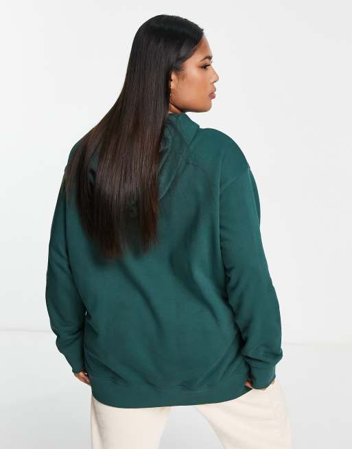 adidas Originals Plus large trefoil hoodie in collegiate green | ASOS