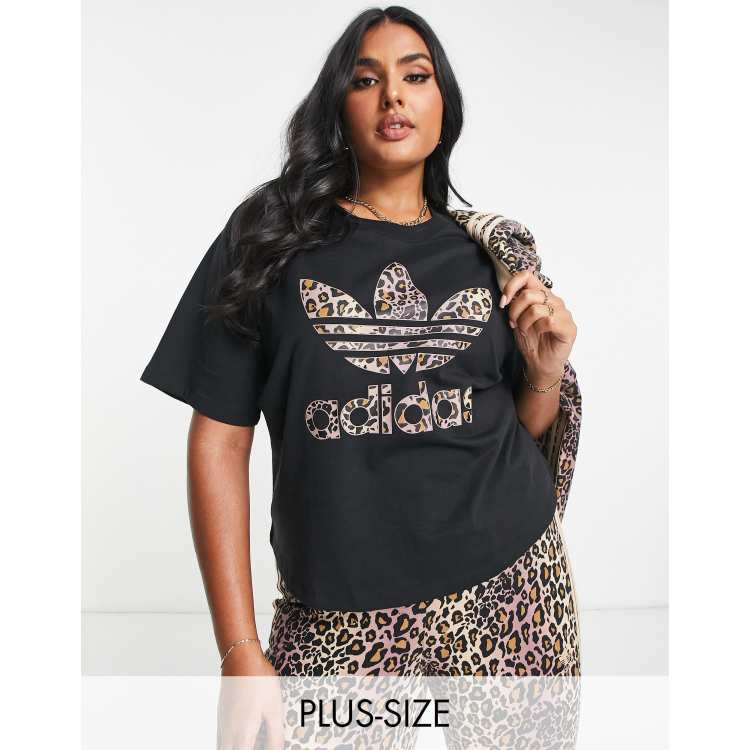 ★ADIDAS ORIGINALS★ Leopard Print Trefoil Boyfriend T-Shirt jd_756893_a