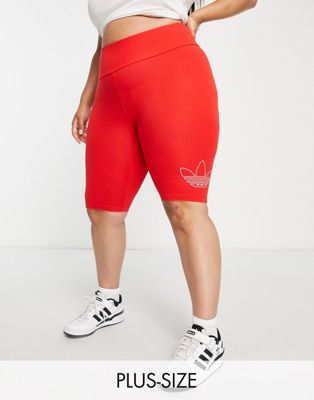 adidas Originals Plus logo legging shorts in red