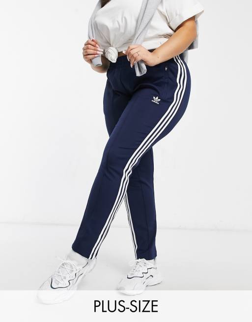 Mens Taper Leg Stripe Cuffed Track Pant in Navy