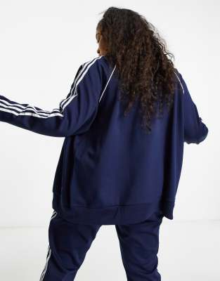 navy adidas originals three stripe track jacket