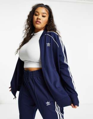 navy adidas originals three stripe track jacket