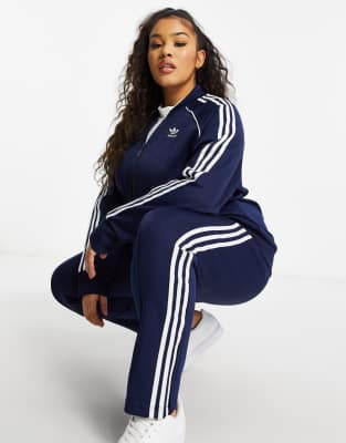 navy adidas originals three stripe track jacket
