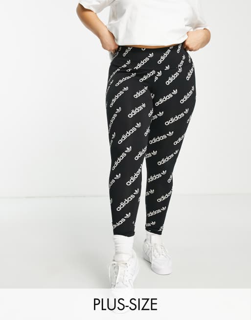 adidas Originals Plus 'Logomania' repeat logo leggings in black