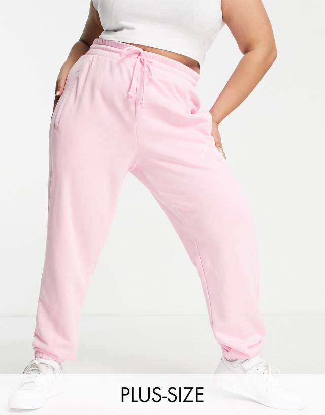 adidas Originals Plus Logomania triple logo joggers in pink - PINK