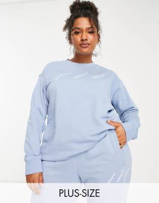 Adidas Originals Plus Logomania triple logo sweatshirt in light blue - MBLUE