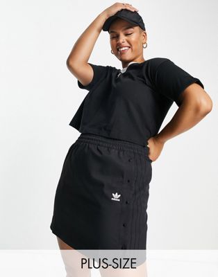 adidas Originals Plus mini skirt with popper detail in black - ASOS Price Checker