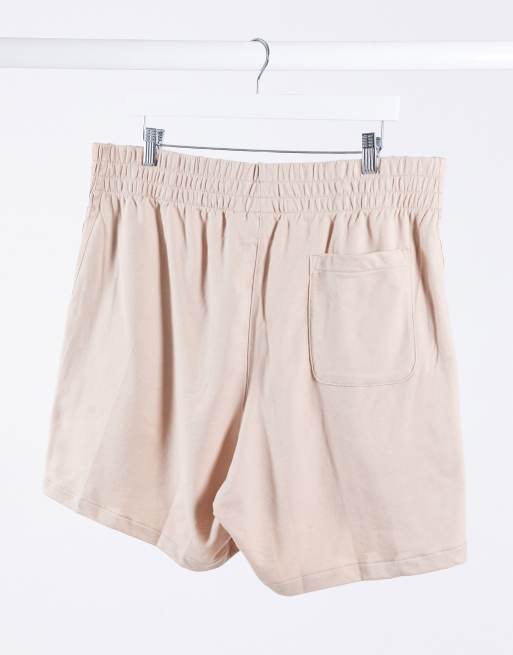 Adidas originals new neutrals logo hot sale high waisted shorts in beige