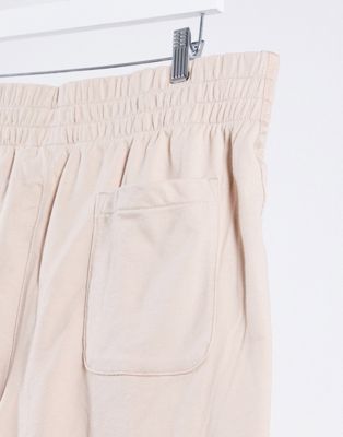adidas originals new neutrals logo high waisted shorts in beige