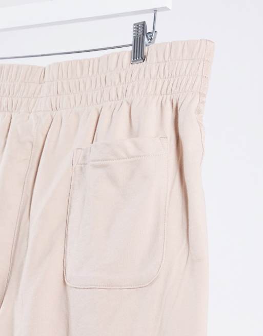 Adidas originals new neutrals logo hot sale high waisted shorts in beige