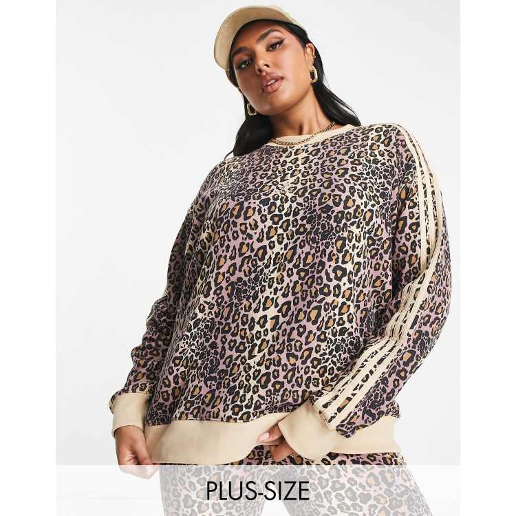 adidas Originals Plus Pullover in Braun mit durchgehendem Leopardenmuster ASOS