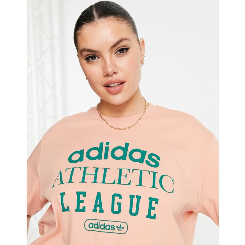 Donna xzisE adidas Originals Plus - Retro Luxury - T-shirt color cipria con scritta