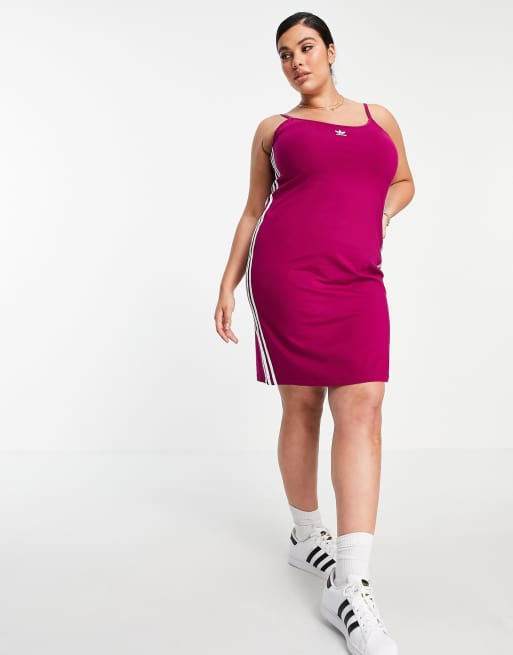 adidas originals plus size strappy dress in burgundy