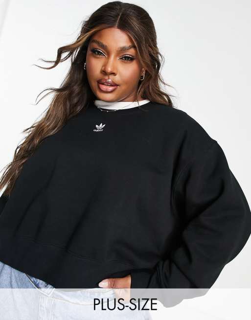 adidas Originals Plus – Svart sweatshirt med treklöverlogga 