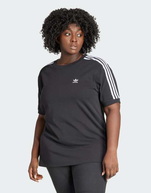 adidas Originals Plus T Shirt in Schwarz mit 3 Streifen