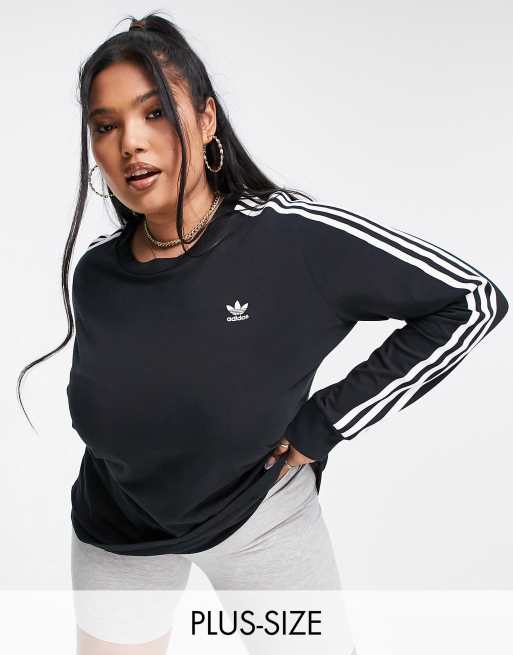 Adidas originals - t-shirt manches shop longues à trois bandes - noir