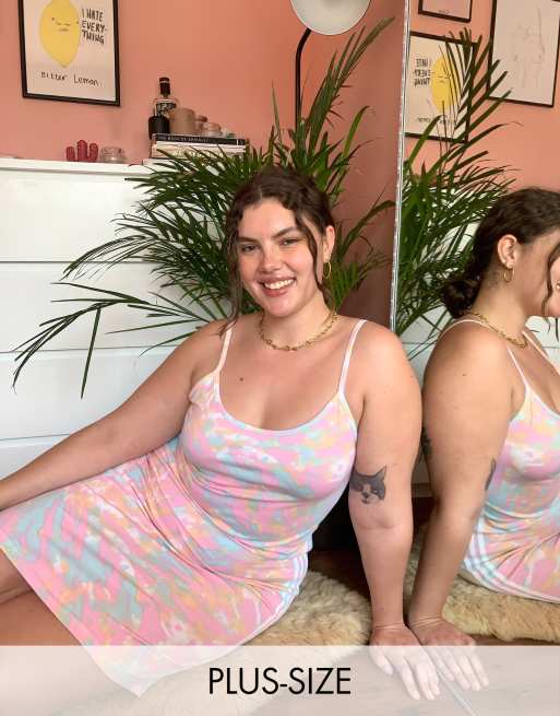 Women's Plus Size Seamless Tie Dye Cami Bra