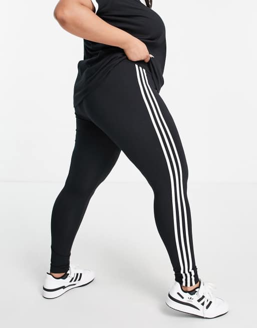 adidas Originals Plus three stripe leggings in black