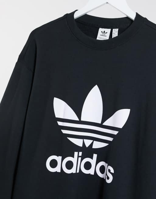 Adidas black and white crew store neck sweatshirt