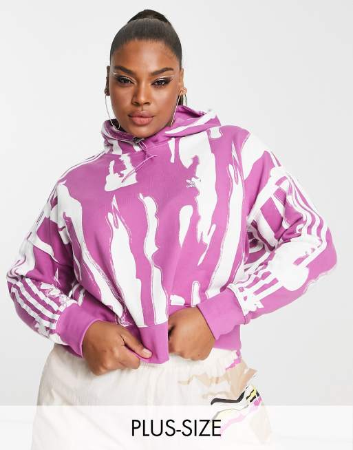 adidas Originals Plus Thebe Magugu hoodie in semi pulse lilac with all over print | ASOS