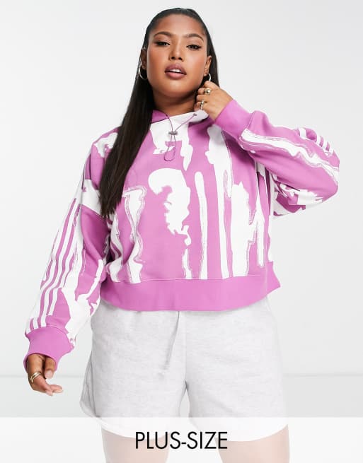 adidas Originals Plus x Thebe Magugu – Kurzer Kapuzenpullover in Rosa und Weiß