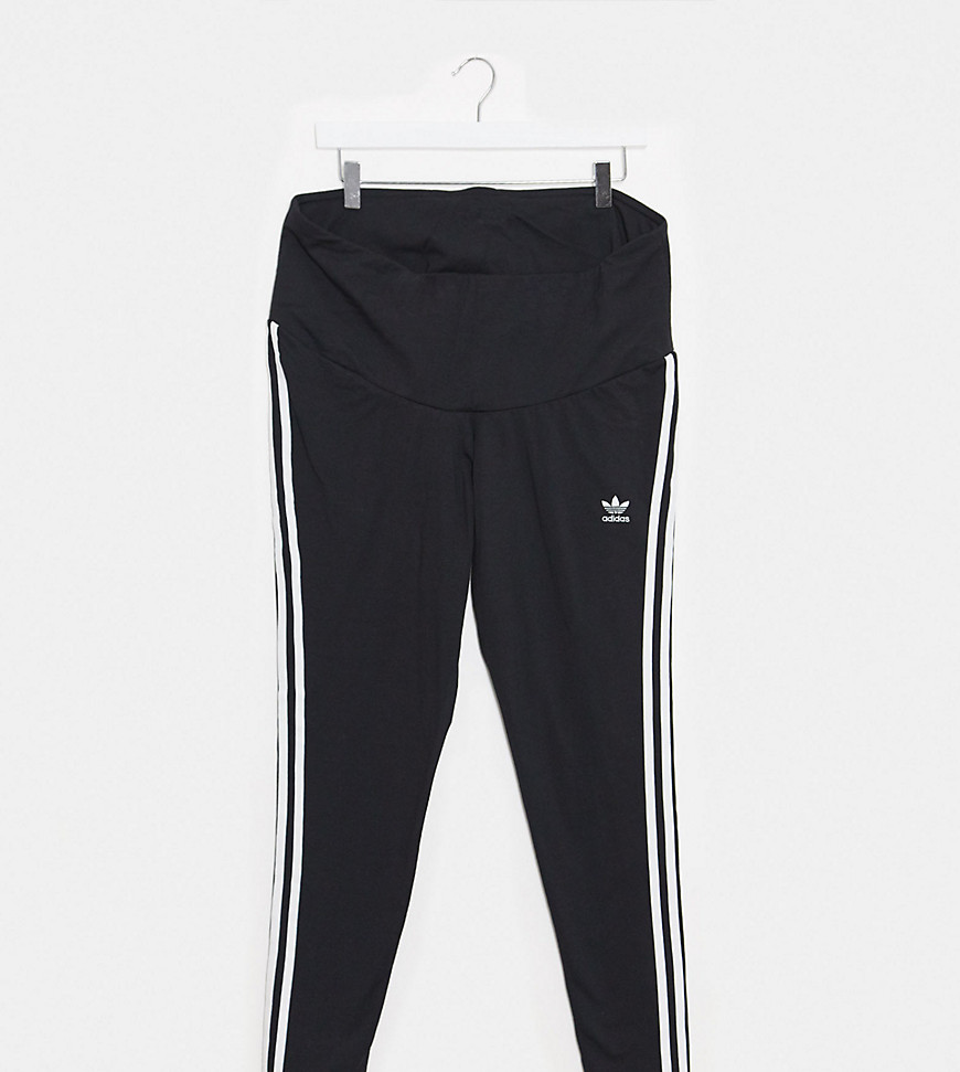 Adidas Originals – Plusstorlek – Svarta tights med 3 ränder