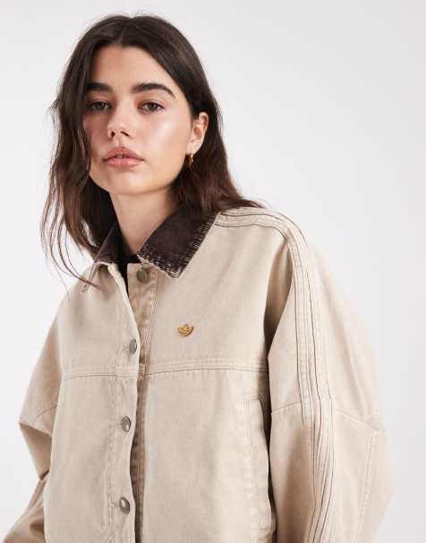 adidas Originals – Płócienna kurtka dresowa w szarobeżowym odcieniu khaki - view 1