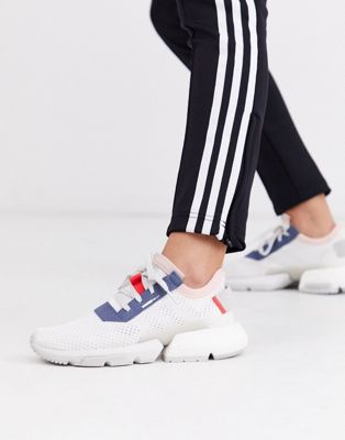 adidas originals pod trainer in white and blue