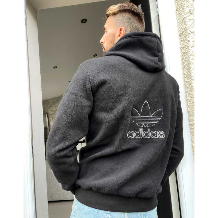 Jogging Polaire A Capuche Homme Adidas Gris et Noir Gris