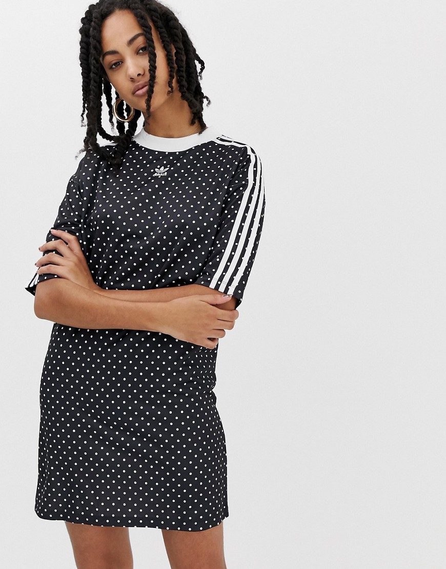 Adidas Originals polka dot dress in black and white