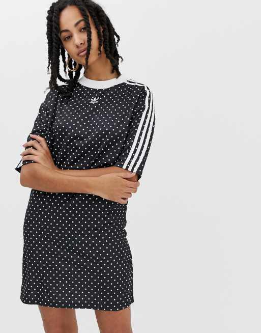 Adidas black on sale and white dress