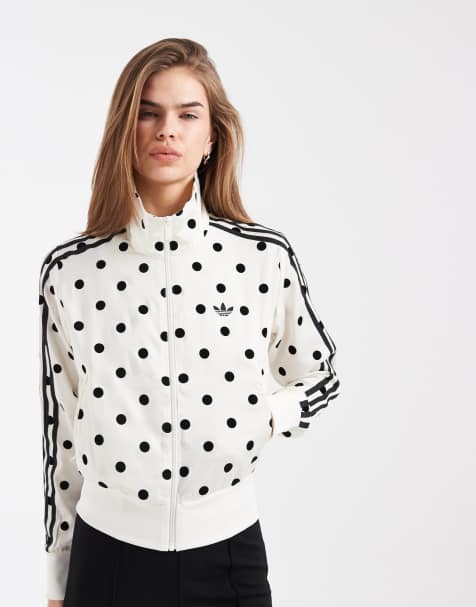 adidas Originals polka dot track top in black and white - view 1