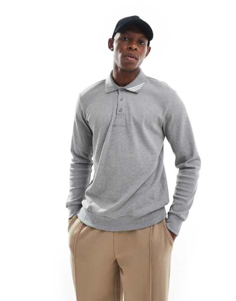 adidas Originals - Polo met lange mouwen in grijs - view 1