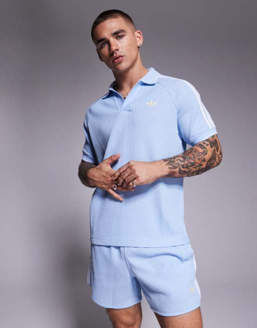 adidas Originals - Polo met wafeltextuur in blauw