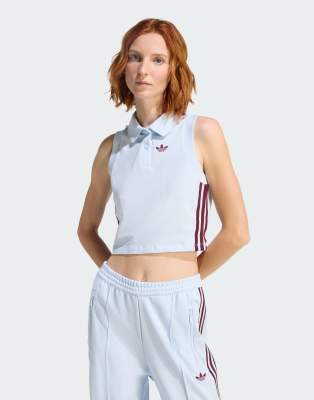 adidas Originals - Polo-Oberteil in Crystal Sky/Kastanienbraun-Blau