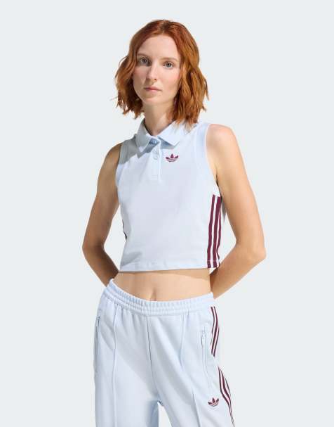 adidas Originals – Polo-Oberteil in Crystal Sky/Kastanienbraun - view 1