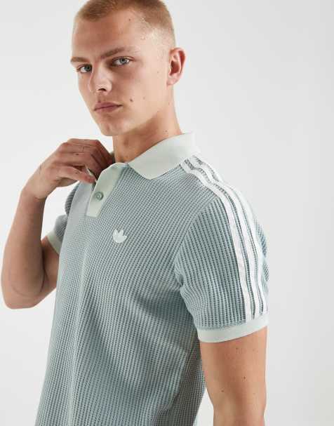adidas Originals - Polo testurizzata a nido d'ape verde salvia - view 1