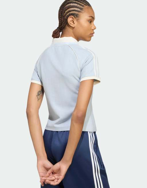 adidas Originals – Polohemd aus Tweed in Crystal Sky, 2 von 4