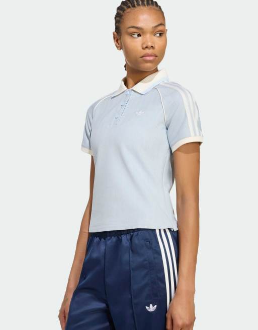adidas Originals – Polohemd aus Tweed in Crystal Sky, 4 von 4