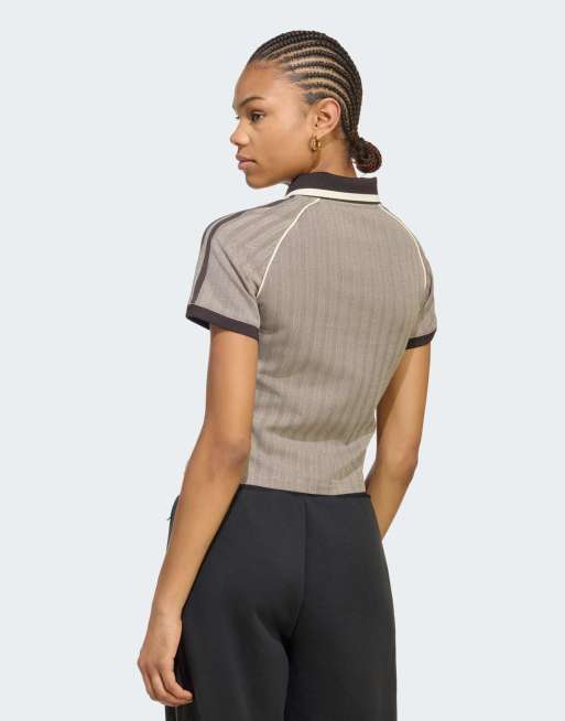 adidas Originals – Polohemd aus Tweed in Hellbraun, 2 von 4