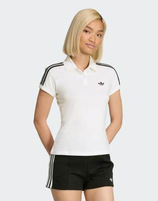adidas Originals - Polohemd in Weiß/Schwarz mit den 3 Streifen