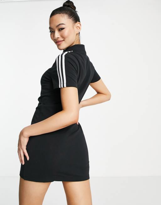 adidas Originals Polokleid in Schwarz mit den drei Streifen