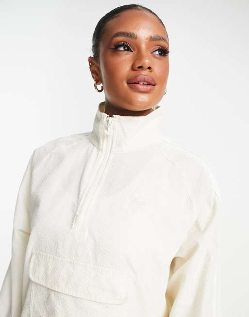 adidas Originals poplin track top in off white 
