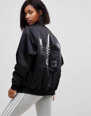 adidas black nylon bomber jacket
