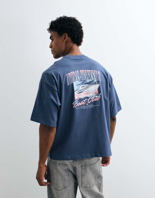 adidas Originals postcard graphic backprint tee in blue, 5 of 5